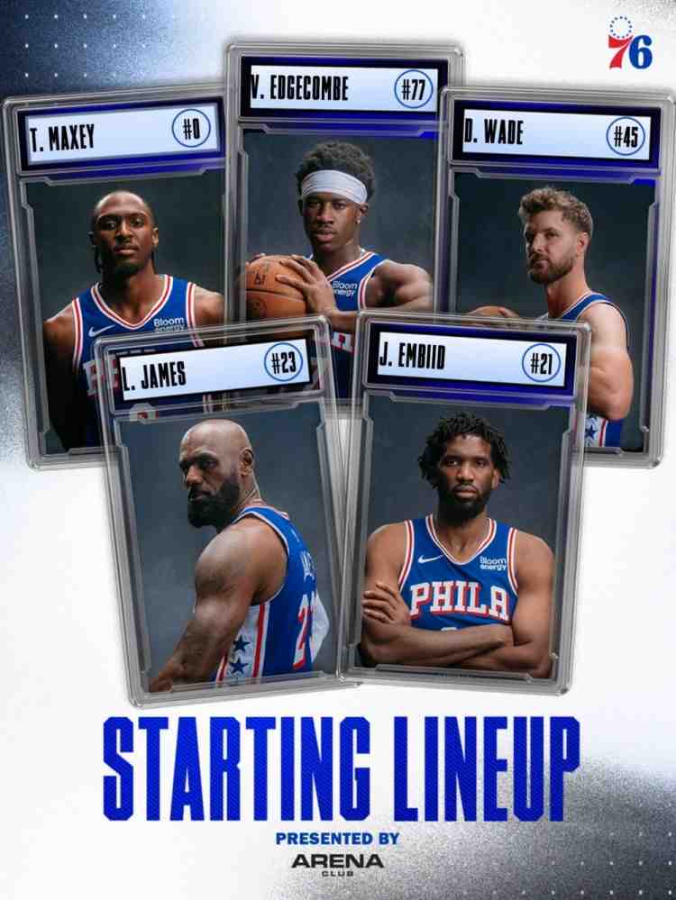 NBA杯再战尼克斯！76人首发：马克西 VJ 詹姆斯 韦德 恩比德